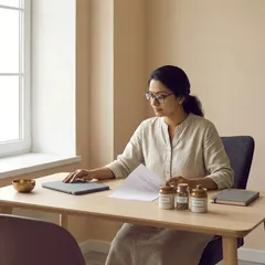 Ayurvedic care planning with notes and discussion for hormonal balance